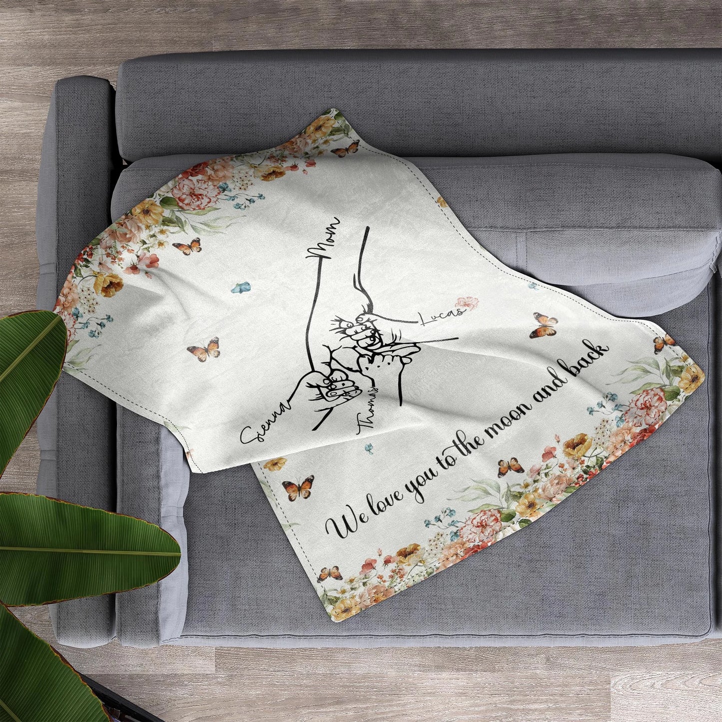 We Love You to the Moon and Back - Personalised Family Blanket - Mothers Day Presents
