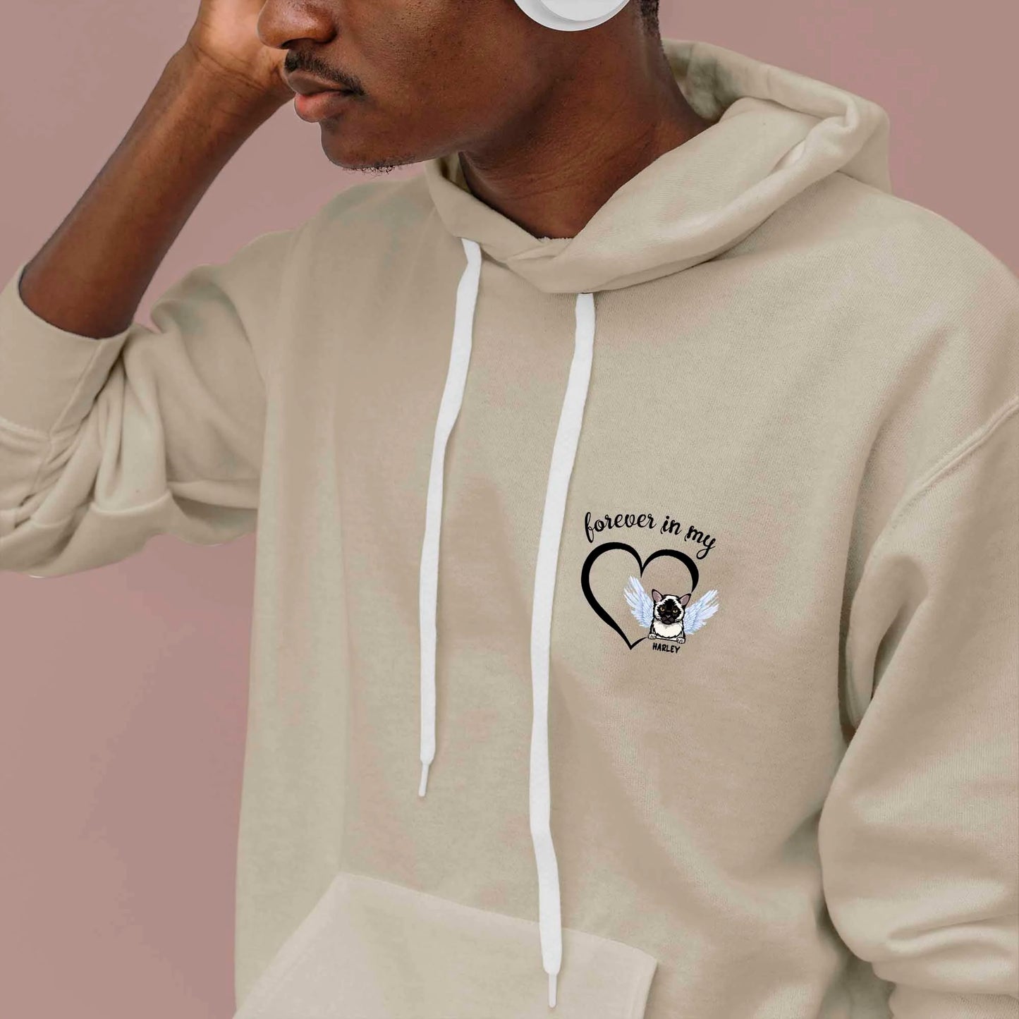 Personalised Forever in My Heart Hoodie - Pet Memorial Gift, Custom Dog/Cat Design