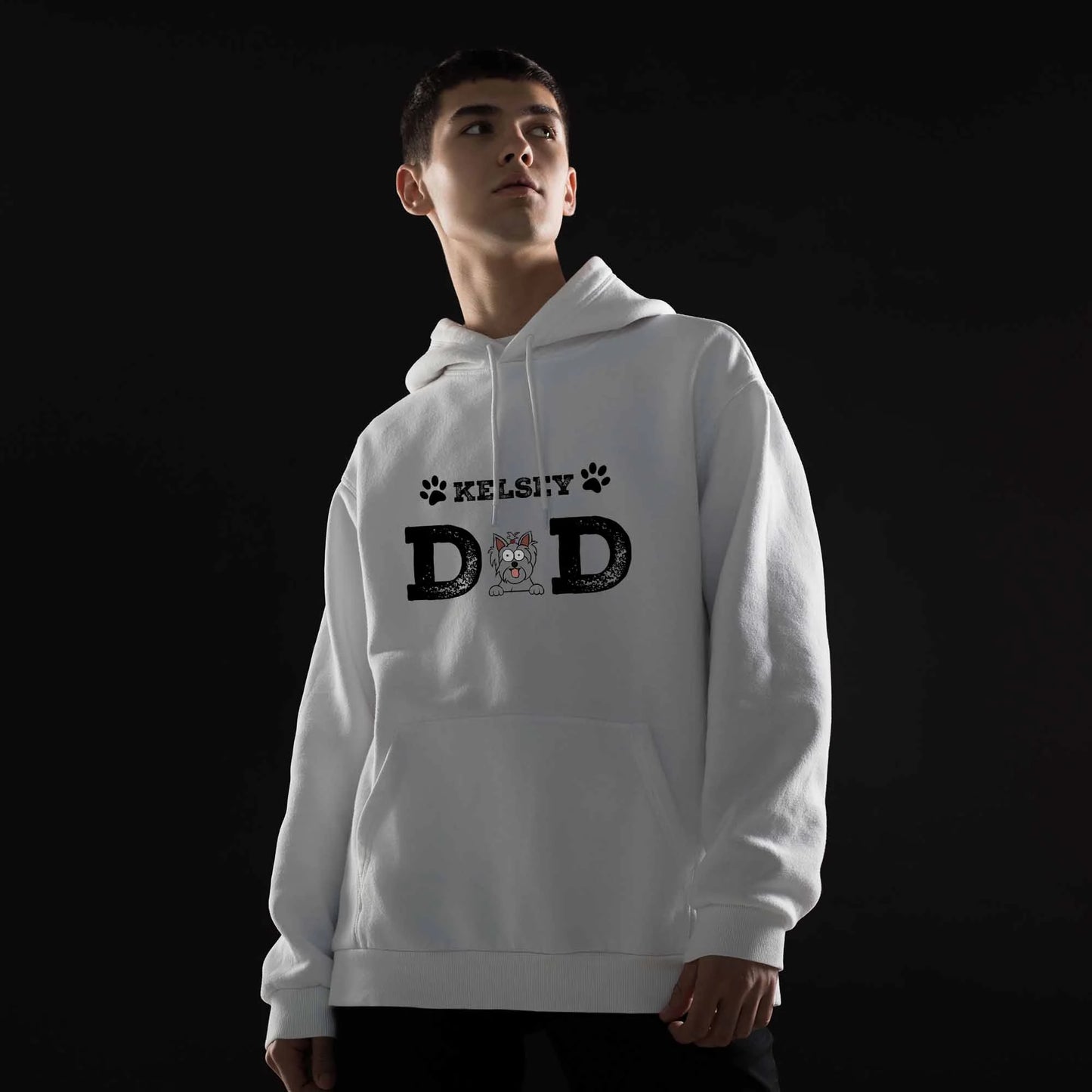 Pet Portrait Hooded Sweatshirt for Dog Dad - Custom Name & Photo Hoodie - Gift for Pet Owners