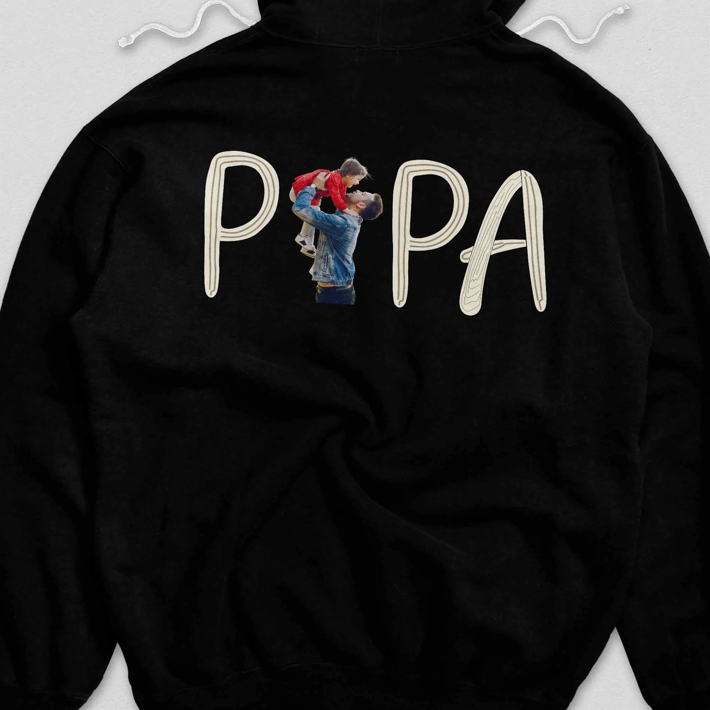 Personalised Papa Photo Hoodie - Custom Father Child Memory Sweatshirt, Fathers Day Birthday Gift
