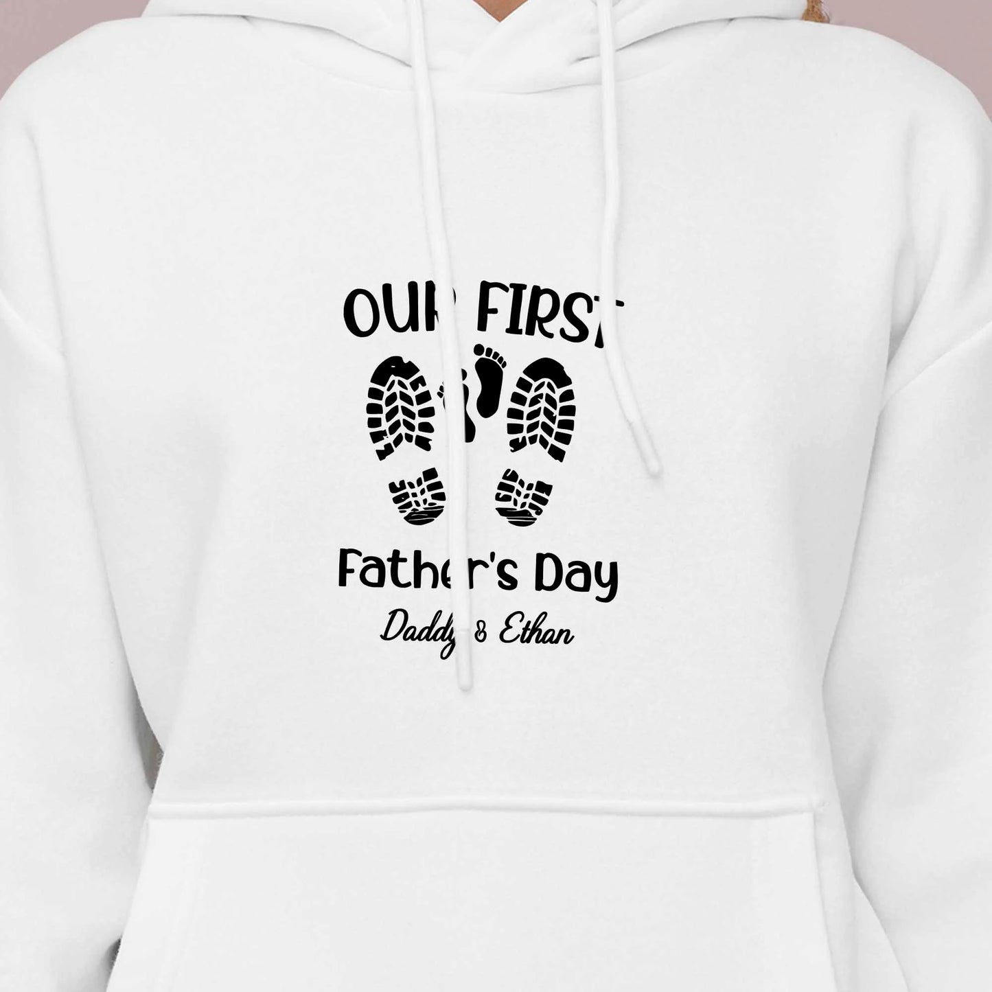 Personalised First Father's Day Hoodie - Daddy & Baby Footprint Design, Fathers Day Birthday Gift
