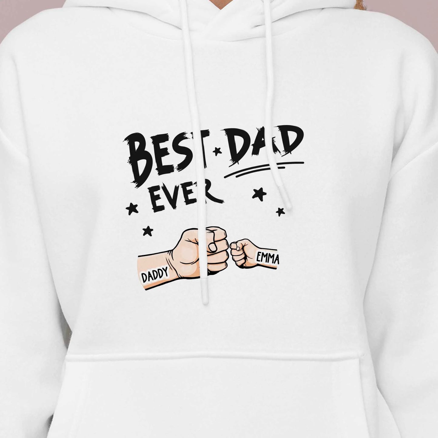 Custom Dad Fist Bump Hoodie - Best Ever Text, Personalised Child Name Gift
