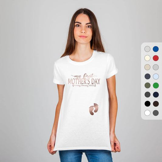 Mother's Day Mom-to-Be Shirt - Rose Gold Baby Feet Design - Tee For Moms