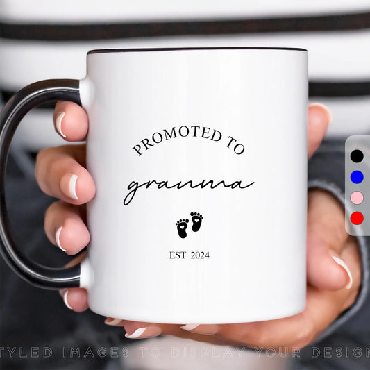 Promoted to Love – Personalised Name Mug - Gifts for Mom/Grandma
