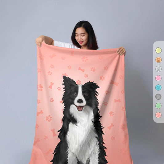 Custom Photo Semi-Real Style - Personalised Pet Blanket for Dog Lovers, Dog Mom, Dog Dad