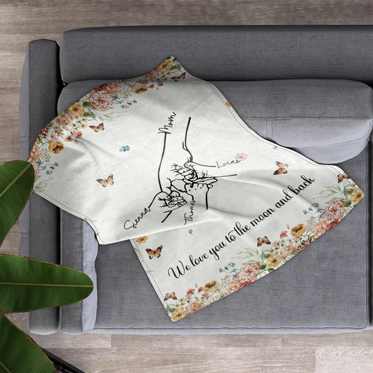 We Love You to the Moon and Back - Personalised Family Blanket - Mothers Day Presents