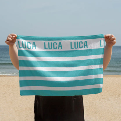 Coastal Vertical Stripe Beach Towel, Summer Accessory, Personalised Australian Design