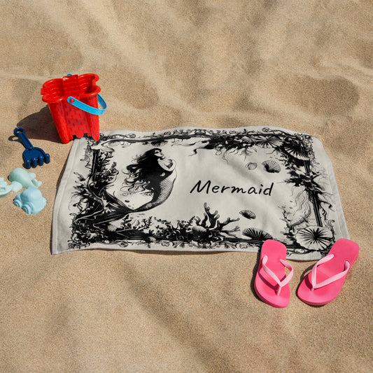 Coastal Mermaid Beach Towel, Personalised Summer Essential, Mystic Design