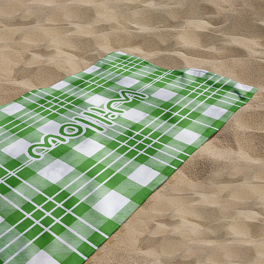 Classic Patterns Beach Towel with Name, Timeless Checkered Design, Retro Vibe