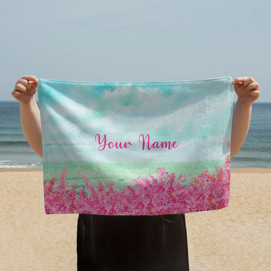 Nature Inspired Beach Towel, Outdoor Design, Personalised Spring Landscape