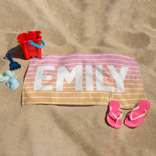 Simple Modern Beach Towel, Contemporary Design, Personalised Minimalist Pattern
