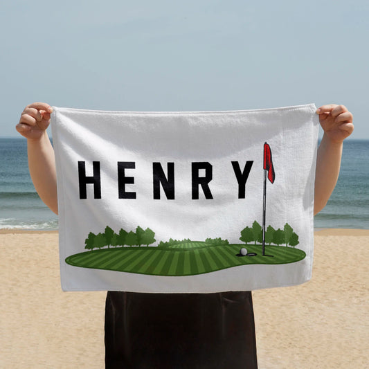 Custom Name Golf Course Beach Towel, Golfer Gift Towel, Sports Accessory