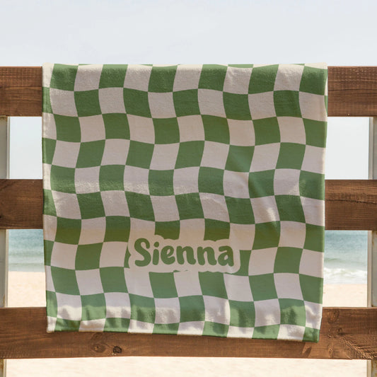 Personalised Wavy Illusion Beach Towel, Modern Optical Art