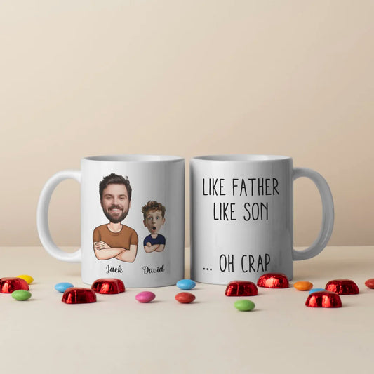 Personalised Mug - Like Father/Mother Like Daughter/Son - Custom Face Design