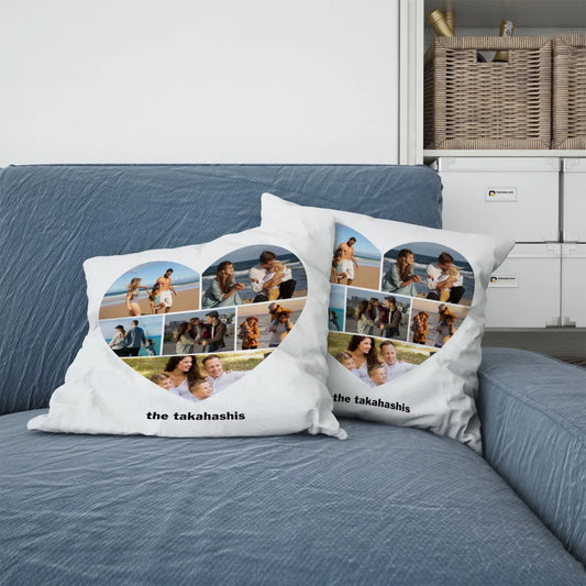 Modern Collage Heart - Personalised Photo Pillow, Loving Memories Gift