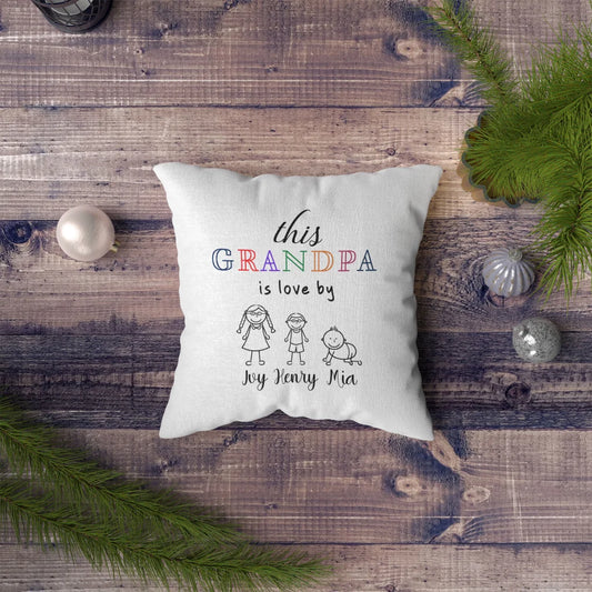 This Grandad is Loved By Pillow - Personalised Cushion with Names - Gift for Grandpa