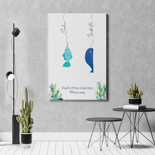 Fishing Dad’s Catch - Personalised Canvas, Father’s Day Fishing Gift