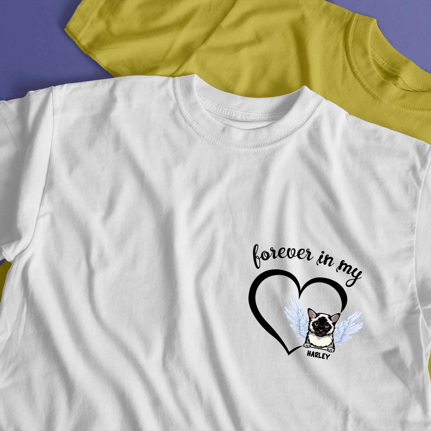 Personalised Forever in My Heart T-Shirt - Pet Memorial Gift, Custom Dog/Cat Design