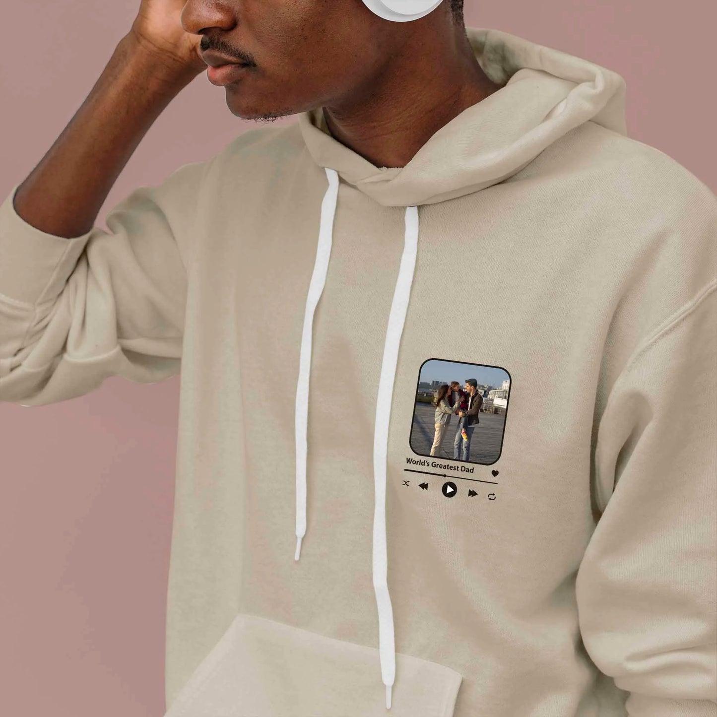 World's Greatest Dad Hoodie - Custom Music Player Artwork, Dad Gift