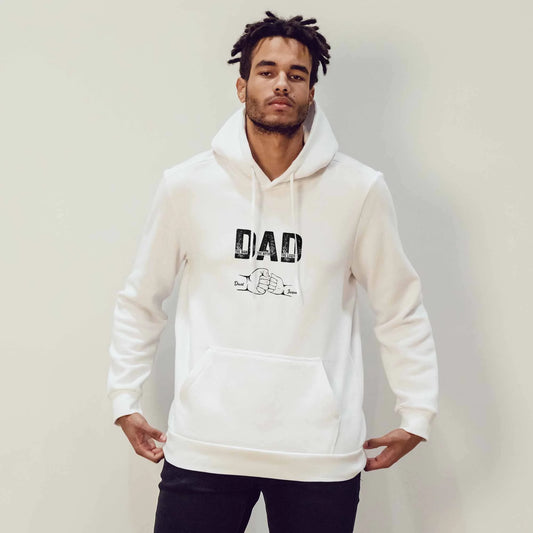 Dad The Man Myth Legend Custom Hoodie - Personalised Father Son Fist Bump Design