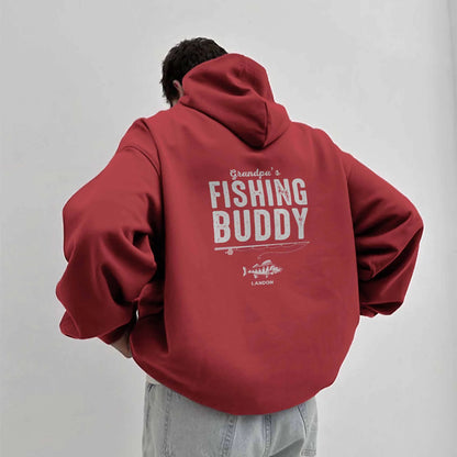 Custom Hoodie for Grandpa & Dad – Fishing Buddy Design with Personalised Name, Gift for Fisherman Dad