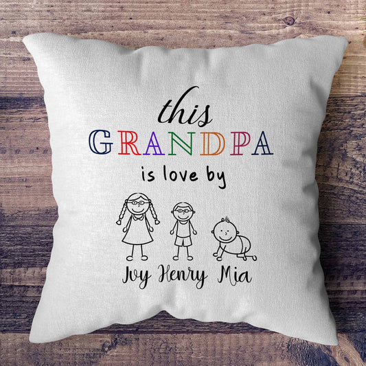 This Grandad is Loved By Pillow - Personalised Cushion with Names - Gift for Grandpa