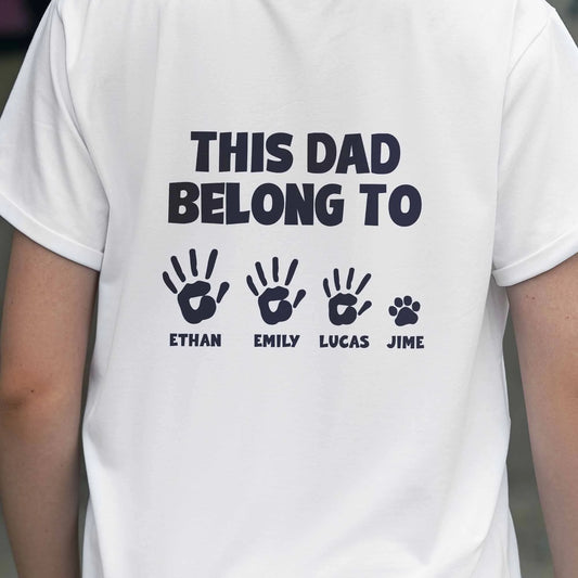 Custom This Dad Belong To T-Shirt - Personalised Father Children Handprints Names Gift