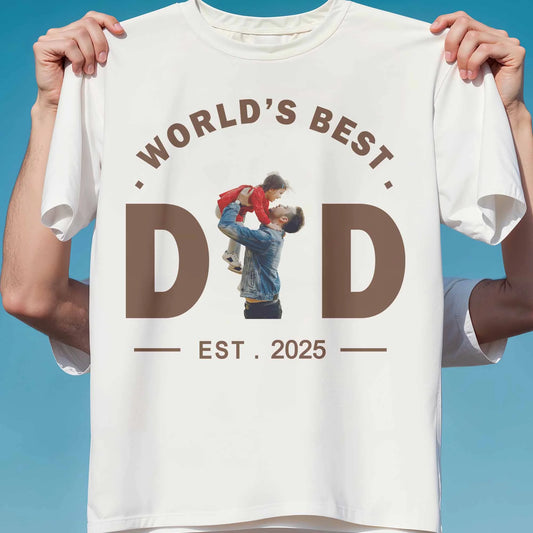 World's Best Dad Custom Photo T-Shirt - Personalised Est Year Father's Day Gift