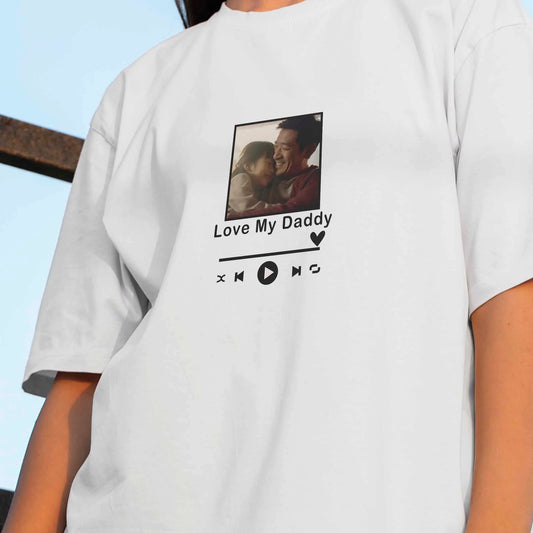 Personalised Daddy Music Interface T-Shirt - Custom Photo Father's Day Gift