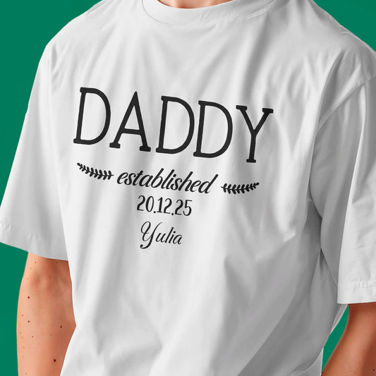 Custom Parent T-Shirt - Established Date Text, Personalised Baby Name Gift
