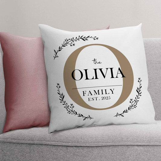 Monogram Family Name - Personalised Square Poly Pillow - Elegant Gift for Dad