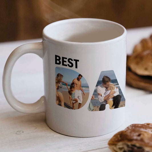 Custom Photo Collage Mug - Personalised Best Dad Family Pictures Ceramic Gift