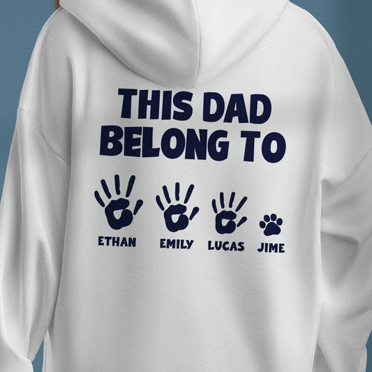 Family Handprint Dad Hoodie - Personalised Children Names, Pet Paw Print