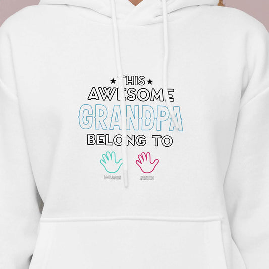 Custom Grandpa Gift Hoodie - Colorful Handprints Design, Personalised Names
