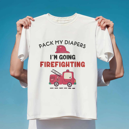 Custom Toddler Firefighter T-Shirt - Red Fire Engine Design, Personalised Baby Gift
