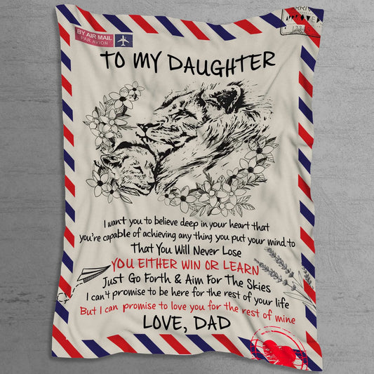 Custom Motivational Blanket - Airmail Design, Personalised Dad Daughter Message Gift