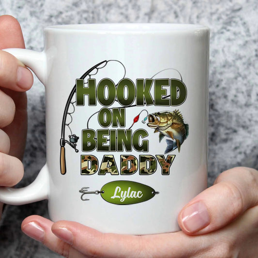 Hooked on Being Pappy - Personalised Mug for Dad, Reel Memories Gift