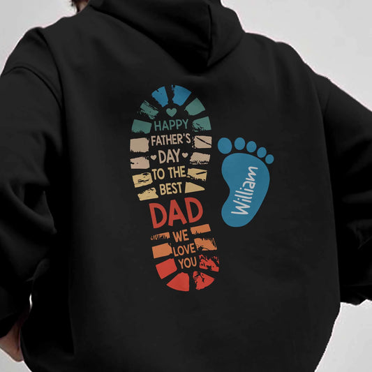 Best Dad Colorful Footprint Hoodie - Personalized Child Name, Father's Day Gift
