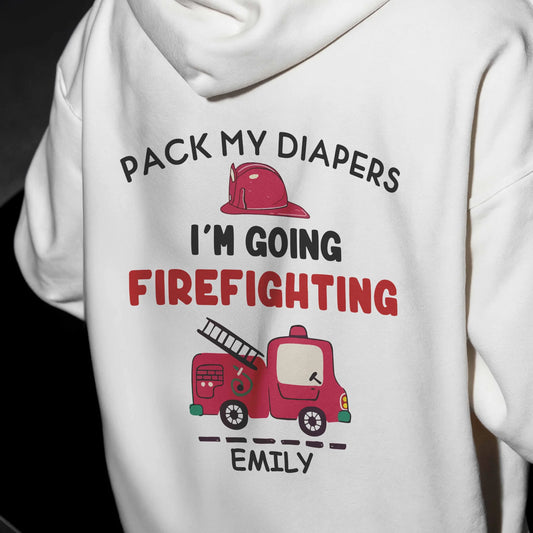 Custom Fathers Day Baby Outfit - Funny Firefighter Design with Baby Name Personalisation