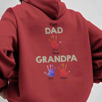 Personalised Grandpa Gift Hoodie - Handprint Artwork, Custom Grandchildren Names