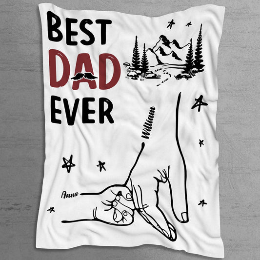 Custom Adventure Blanket - Mountain Forest Scene, Personalised Dad Text Gift
