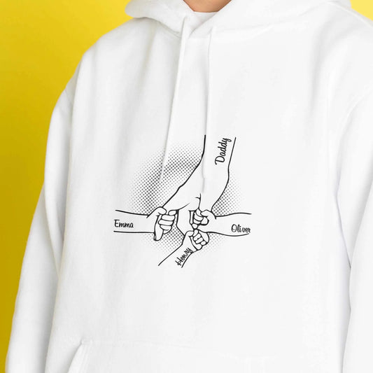 Custom Family Hands Hoodie - Personalized Children Names, Father's Day Gift