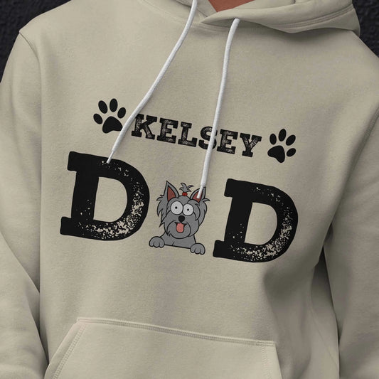 Custom Dog Dad Hoodie - Yorkie Design, Personalized Pet Name Gift