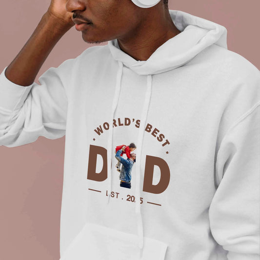 Custom Photo World's Best Dad Hoodie - Personalised Established Date, Father's Day Present