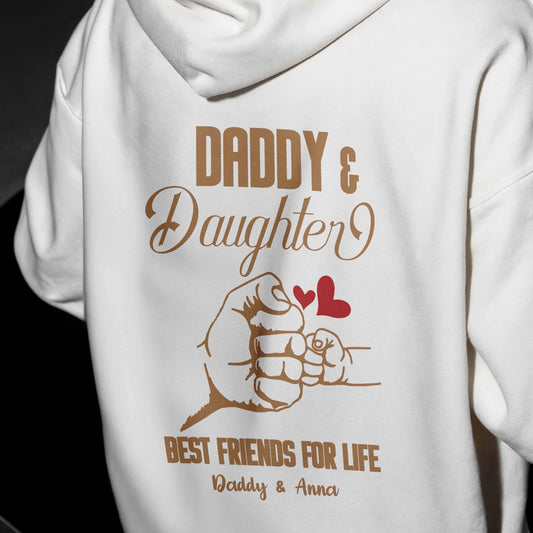 Personalised Father Daughter Hoodie - Hand Hold Heart Design, Great Gift for Dad