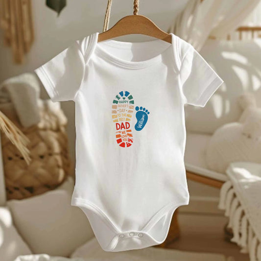 Custom Baby Onesie - Happy Father's Day Message With Personalised Name Print