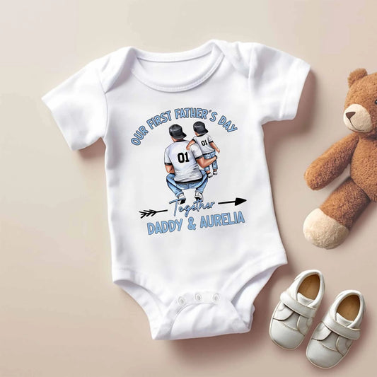 Our Father's Day - Personalised 'Daddy Holding Baby' Bodysuit, Gift for New Dad