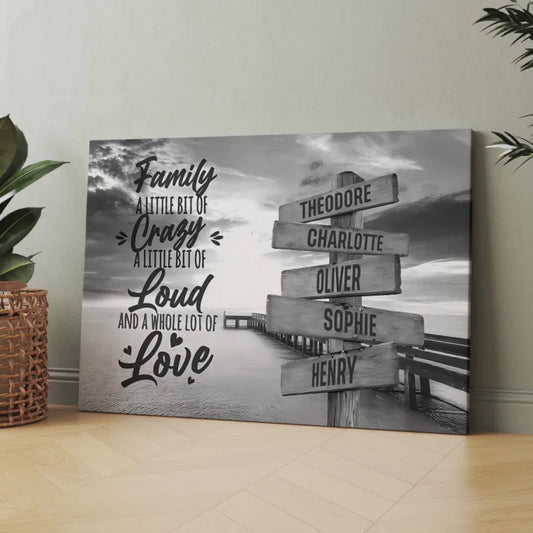 Family A Little Bit of Crazy - Custom Family Name Sign - Gifts for Parents