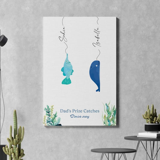 Fishing Dad’s Catch - Personalised Canvas, Father’s Day Fishing Gift