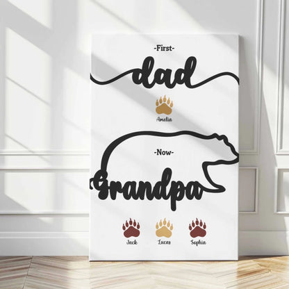 Papa Bear Family Canvas - Personalised Gift for Dad, Father’s Day Keepsake